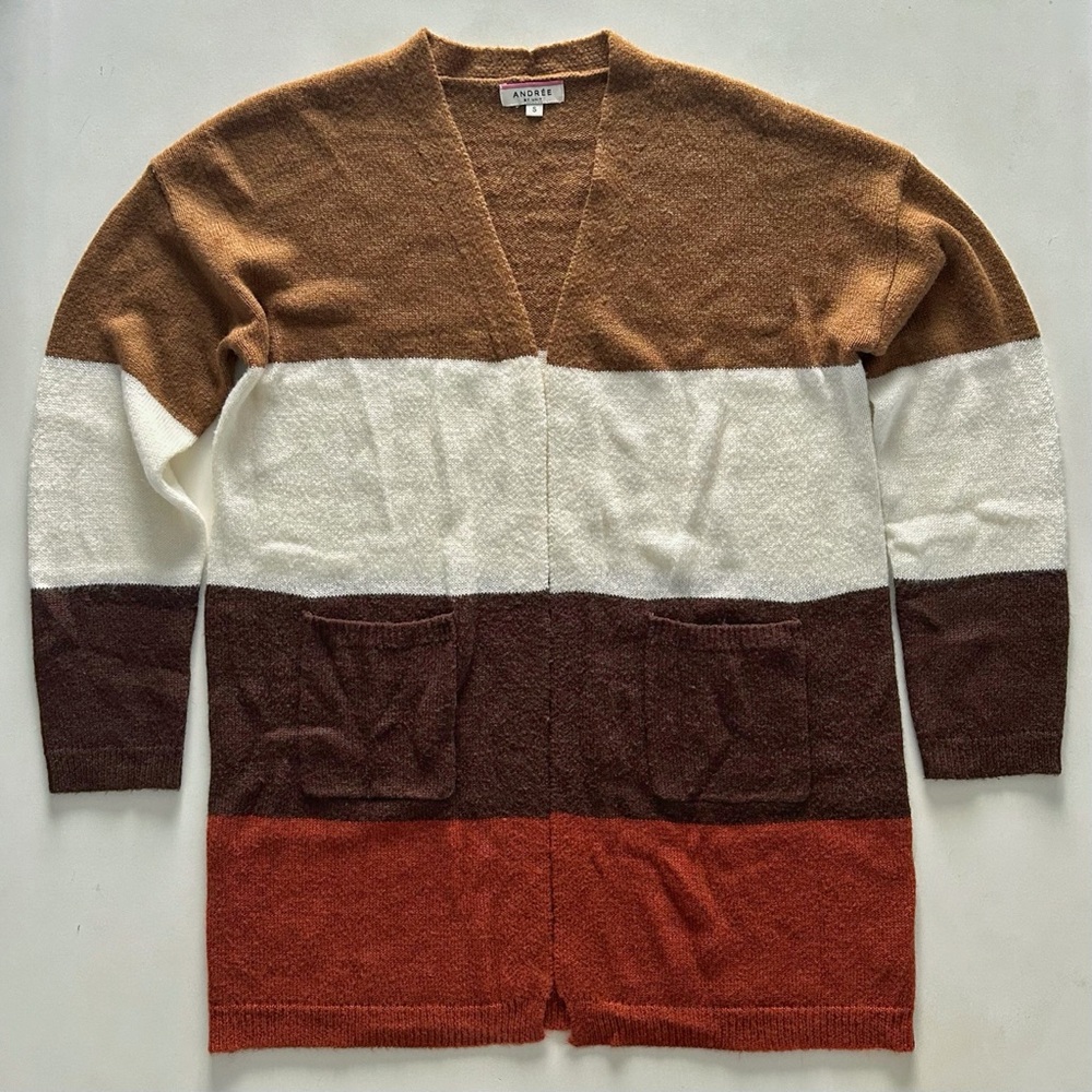 Andrée by Unit Earth Tone Colorblock Long Cardigan Fall/Winter Size Small